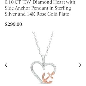 necklace with rose gold anchor and diamond